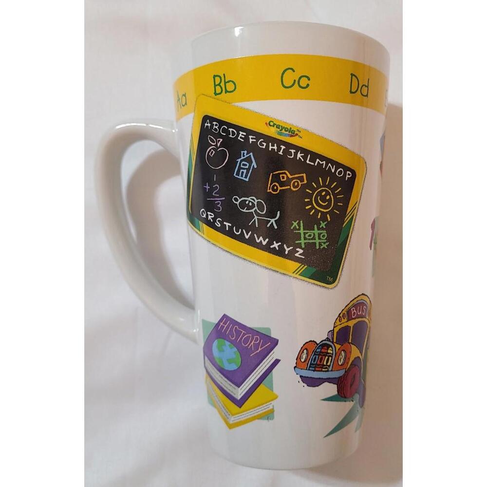 Vintage 2004 Crayola Mug Home School Teacher Friend Ceramic Tall Travel Cup Gift